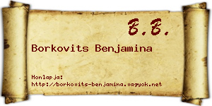 Borkovits Benjamina névjegykártya